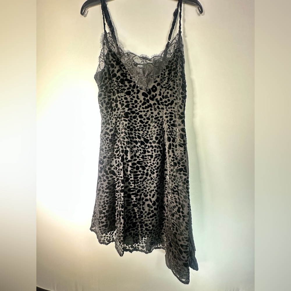 Nasty Gal Black Animal Print Lace Dress